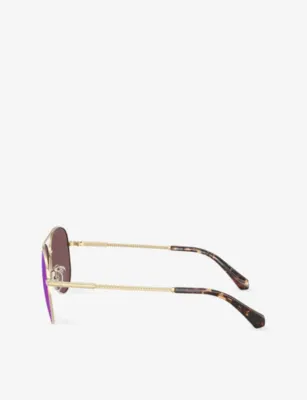 MICHAEL KORS MK1172 Perledo Aviator-Frame Metal Sunglasses in GOLD, additional product view 2