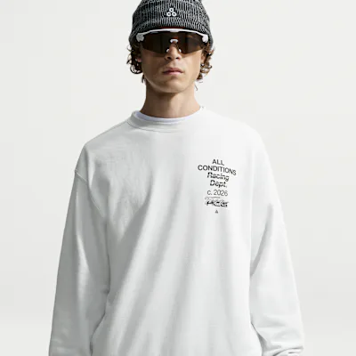 Nike ACG Tuff Fleece Men's Dri-FIT Crew-Neck Sweatshirt - Summit White/Black in Summit White/Black – Nike men's and unisex