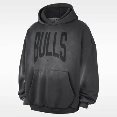 Nike Chicago Bulls Standard Issue Men's Therma-FIT Fleece Washed Basketball Hoodie - Dark Charcoal/White/White