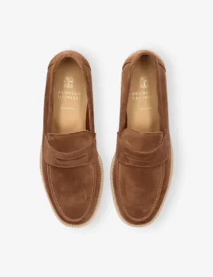 BRUNELLO CUCINELLI Penny-Strap Suede Loafers - EUR 41 / 7 UK MEN in Brown, additional product view 2