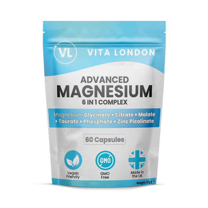 Vita London Magnesium 6 in 1 Complex Bisglycinate, Citrate, Malate 1500mg 60 Capsules