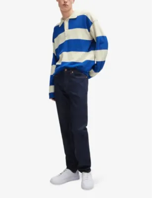 HUGO Relaxed-fit striped stretch-cotton rugby polo detail 2