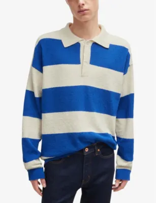 HUGO Relaxed-fit striped stretch-cotton rugby polo detail 3