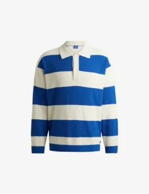 HUGO Relaxed-fit striped stretch-cotton rugby polo
