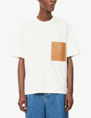 BOTTEGA VENETA Leather Pocket Cotton Jersey T-Shirt detail 3