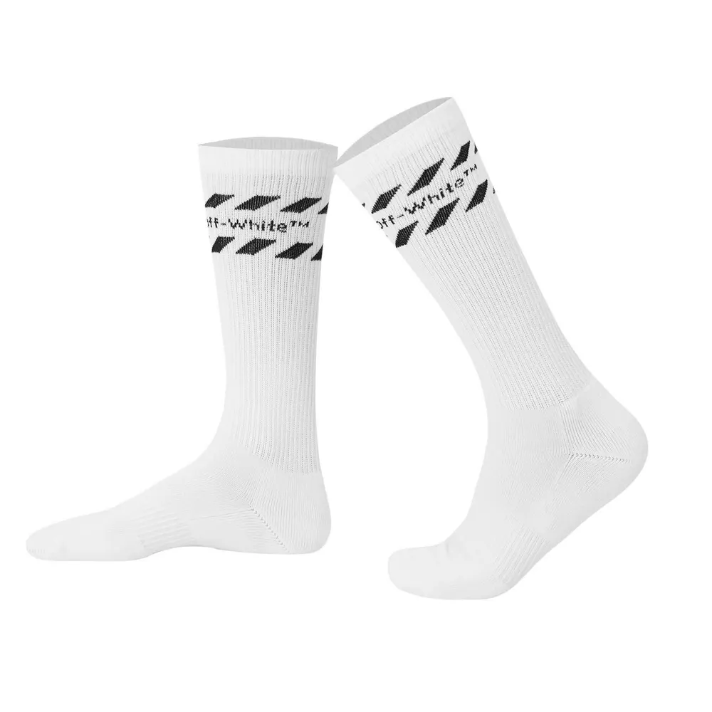 L AB Off White Men's Diags Striped Crew Socks 3 Pack