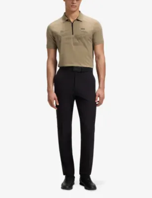 BOSS Branded Zip-Up Cotton-Blend Polo Shirt detail 2