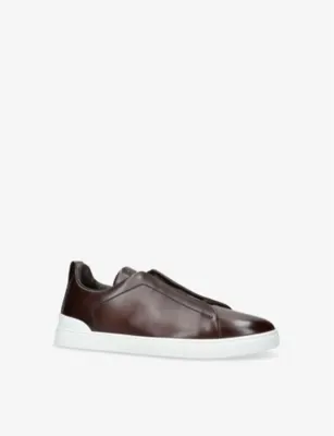 ZEGNA Triple Stitch Panelled Leather Low-Top Trainers - EUR 39 / 5 UK MEN detail 3