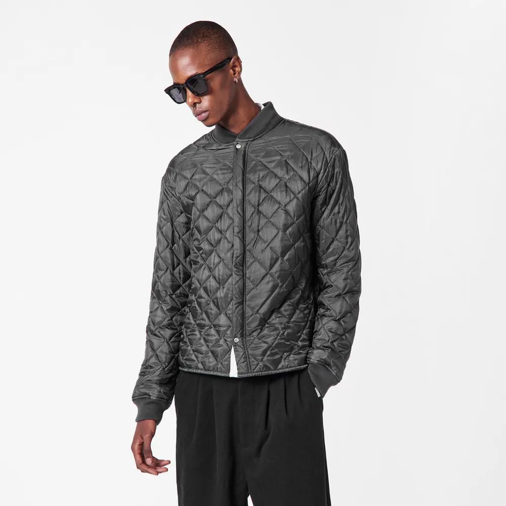 Maison Margiela Men's Reversible Ribbed Collar and Cuffs Bomber Jacket in Anthracite, additional product view 3