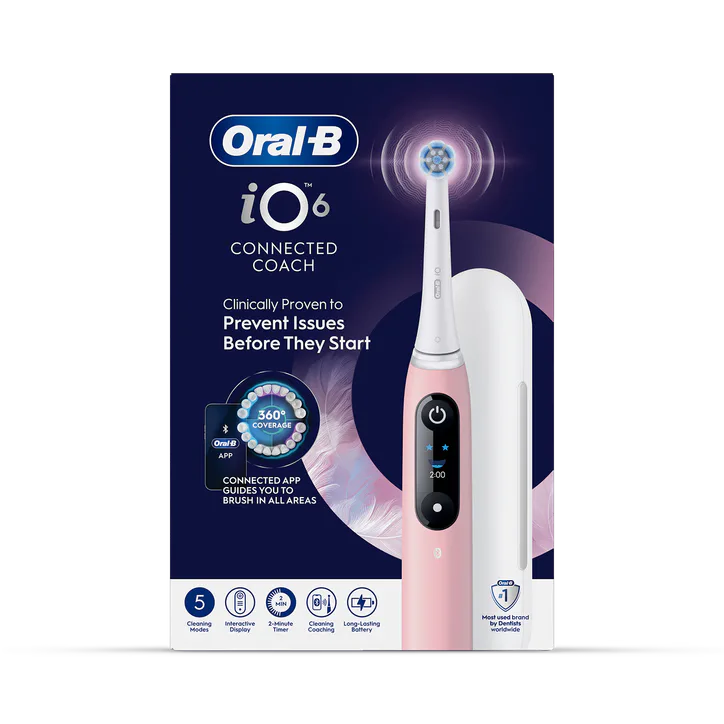 ORAL-B iO 6 Electric Toothbrush, Black, 1 Brush Head, Premium Travel Case