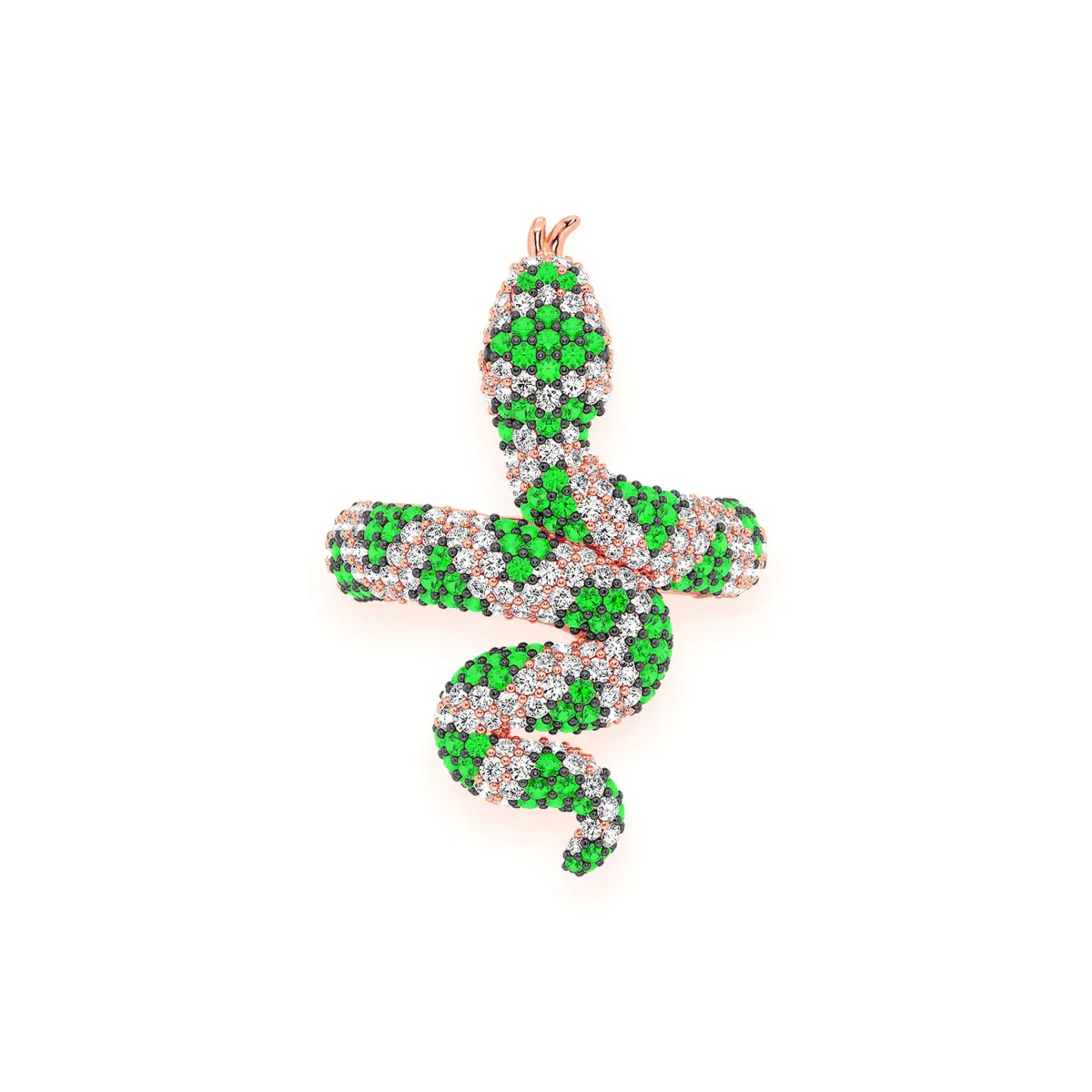 For Him Snake Diamond Ring in Emerald / Rose Gold – Ring