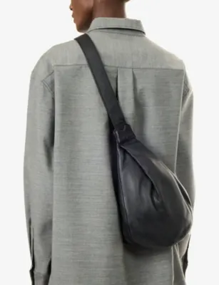 YOHJI YAMAMOTO Discord Leather Cross-Body Bag in BLACK, additional product view 3