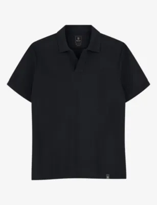 BOGGI MILANO Open-Collar Stretch Cotton-Blend Polo
