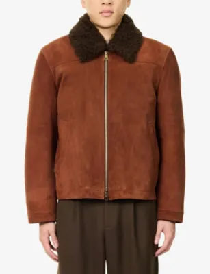 PAUL SMITH Shearling Collar Suede Jacket detail 3
