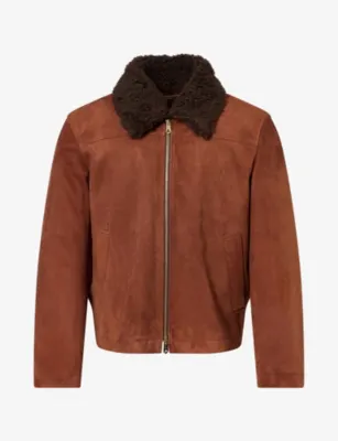 PAUL SMITH Shearling Collar Suede Jacket