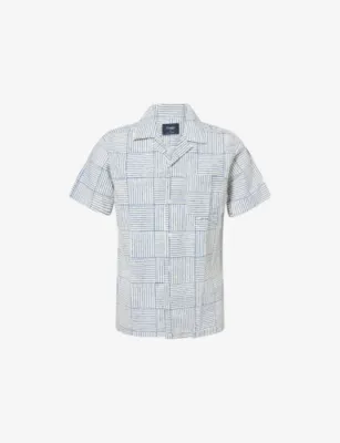 DRAKES Printed Camp-Collar Woven Shirt