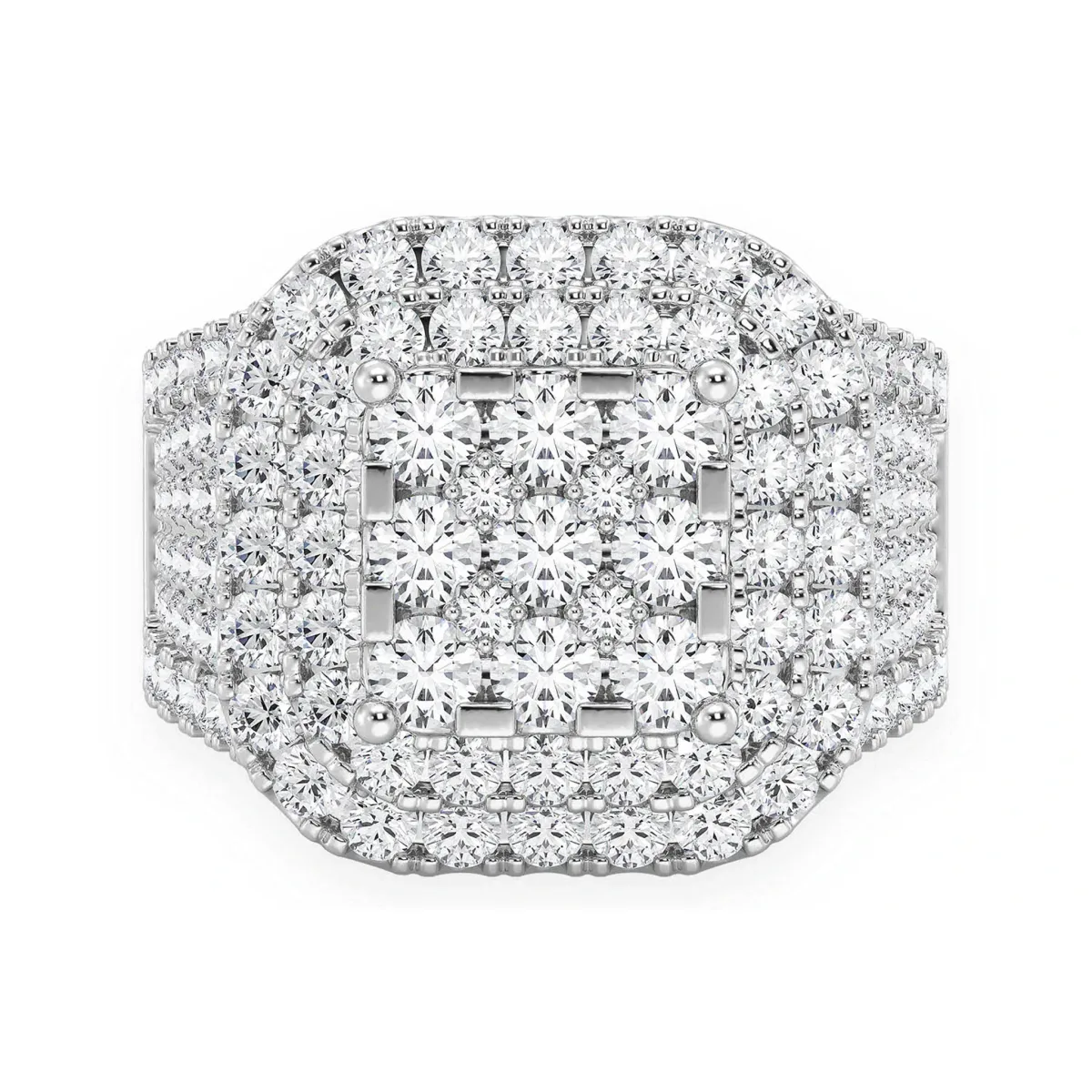 For Him Cushion Shape Diamond Signet Ring in White Gold / Natural Diamond – Ring