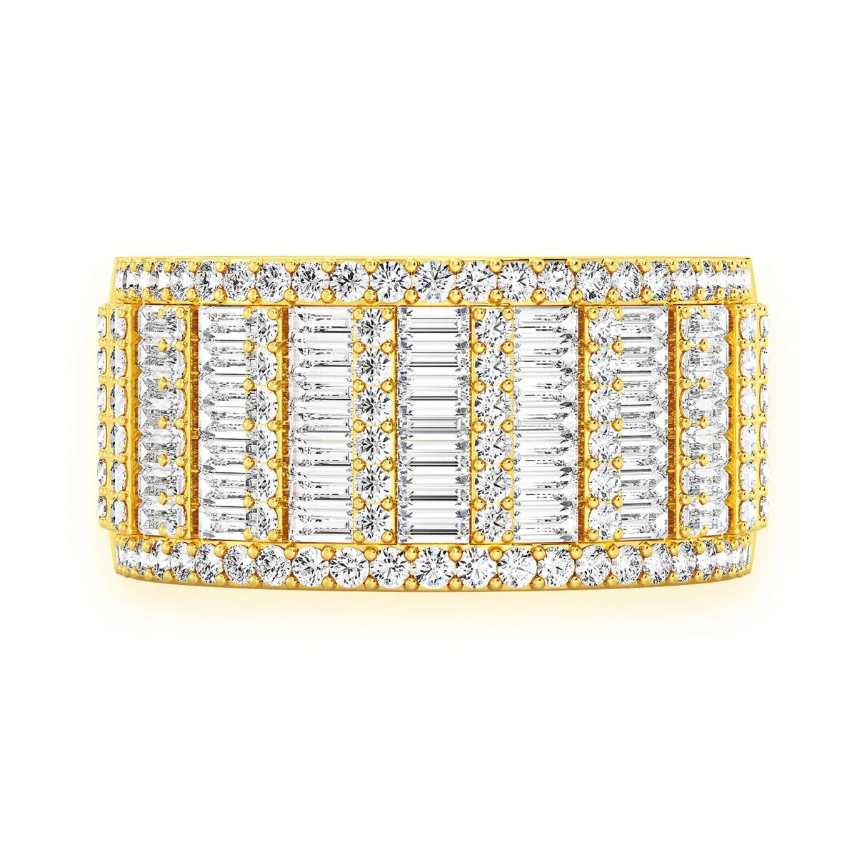 For Him Super Baguette & Round Diamond Band Ring in Yellow Gold / Natural Diamond – Ring