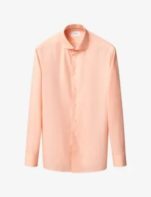 ETON Spread-Collar Contemporary-Fit Cotton-Poplin Shirt - ORANGE - 15.75 in ORANGE – Mens | Shirts | Casual Shirts | Long-sleeved