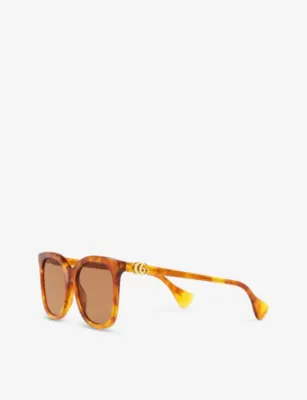 GUCCI GG1071S square-frame tortoiseshell acetate sunglasses detail 3
