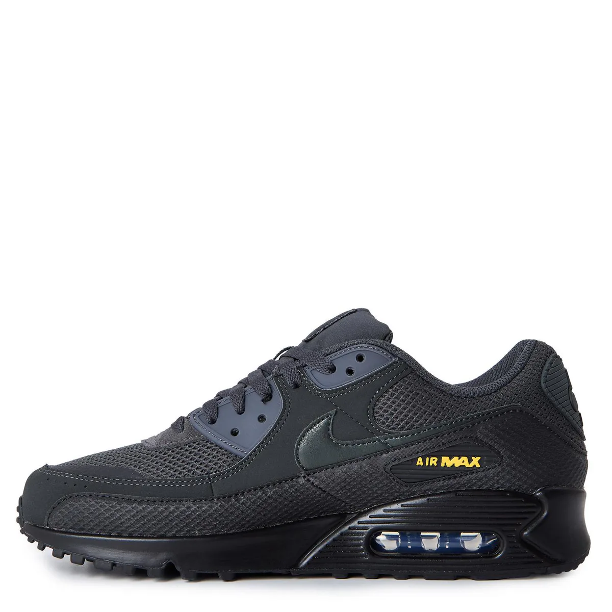 For Him Nike Men's Air Max 90 Leather Runners in Anth/Smoke Grey, additional product view 2