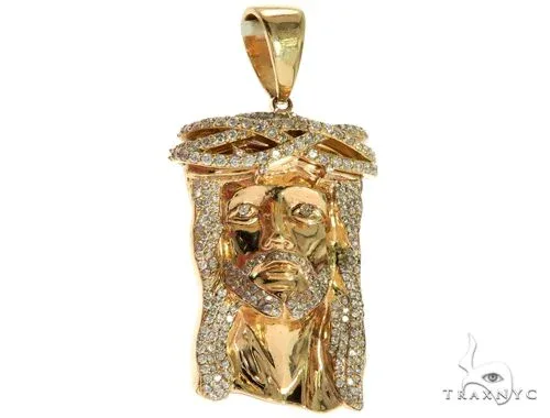 RINA - For Him FACTORY 14K Yellow Gold Prong Diamond Jesus Piece 63093 in Rose Gold – Pendant