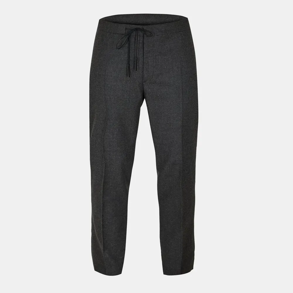 Maison Margiela Men's Wool Flannel Straight Leg Trousers in Charcoal Mel – Clothing