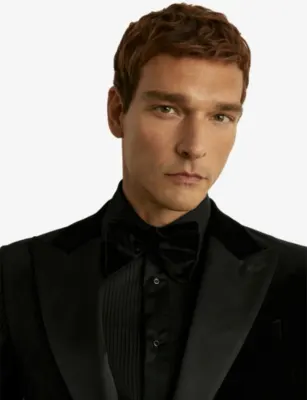 REISS Hike double-layered velvet bow tie - EMERALD detail 2