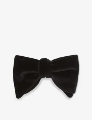REISS Hike double-layered velvet bow tie - EMERALD