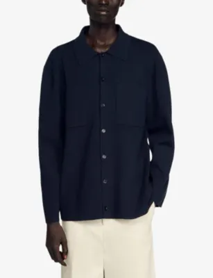 SANDRO Long-Sleeved Chest-Pocket Stretch-Knit Jacket detail 3