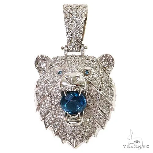RINA - For Him DISCORD MAX Grizzly Bear Blue Topaz Diamond Pendant 68709 in Rose Gold – Pendant