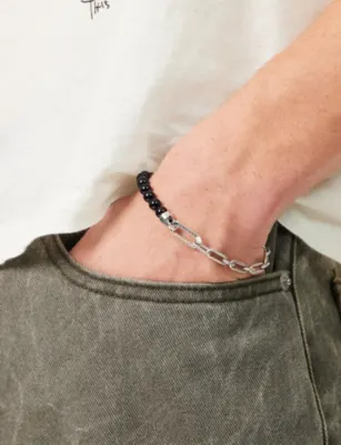 THOMAS SABO Chain-Link Beaded Sterling-Silver Onyx Bracelet detail 2
