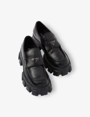 PRADA Monolith Leather Loafers - EUR 41 / 7 UK MEN in BLACK, additional product view 2