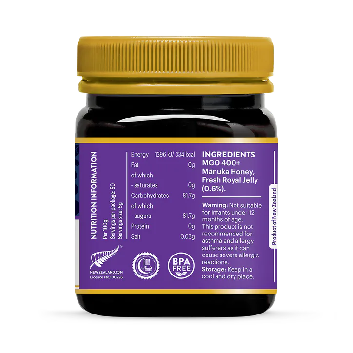 Manuka Health NZ Royal Jelly in MGO 400+ Manuka Honey 250g, additional product view 3
