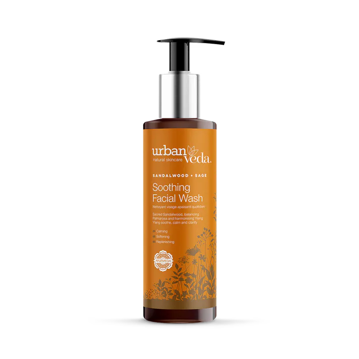 Urban Veda Soothing Sandalwood Face Wash, Ayurvedic Daily Facial Cleanser for Delicate, Normal to Dry Skin 150ml