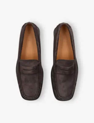 TODS Penny-Strap Suede Loafers - EUR 44 / 10 UK MEN in TAUPE, additional product view 2