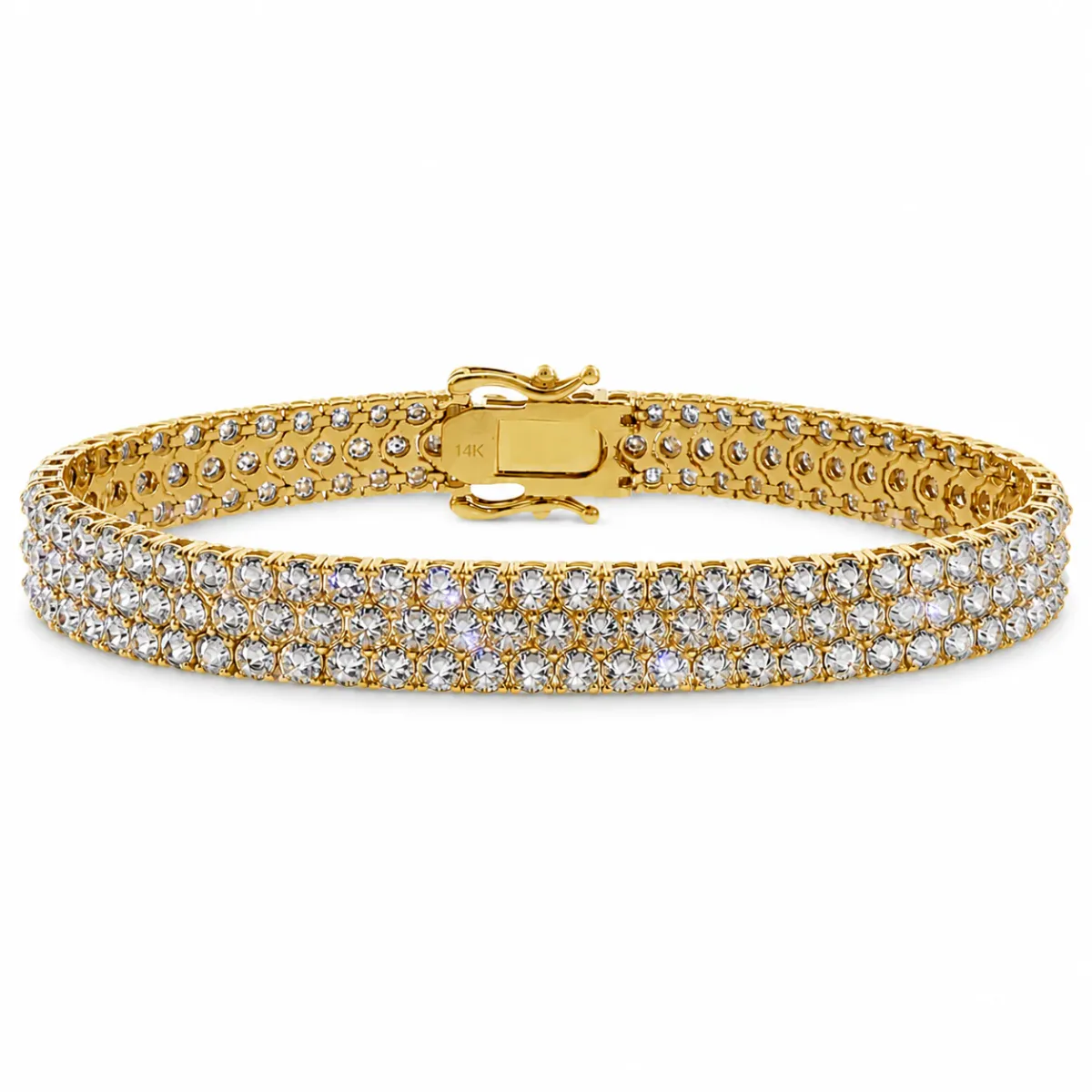 AHMED - MOON JEWELRY Three Row Upside Down Natural Diamond Tennis Bracelet 71611