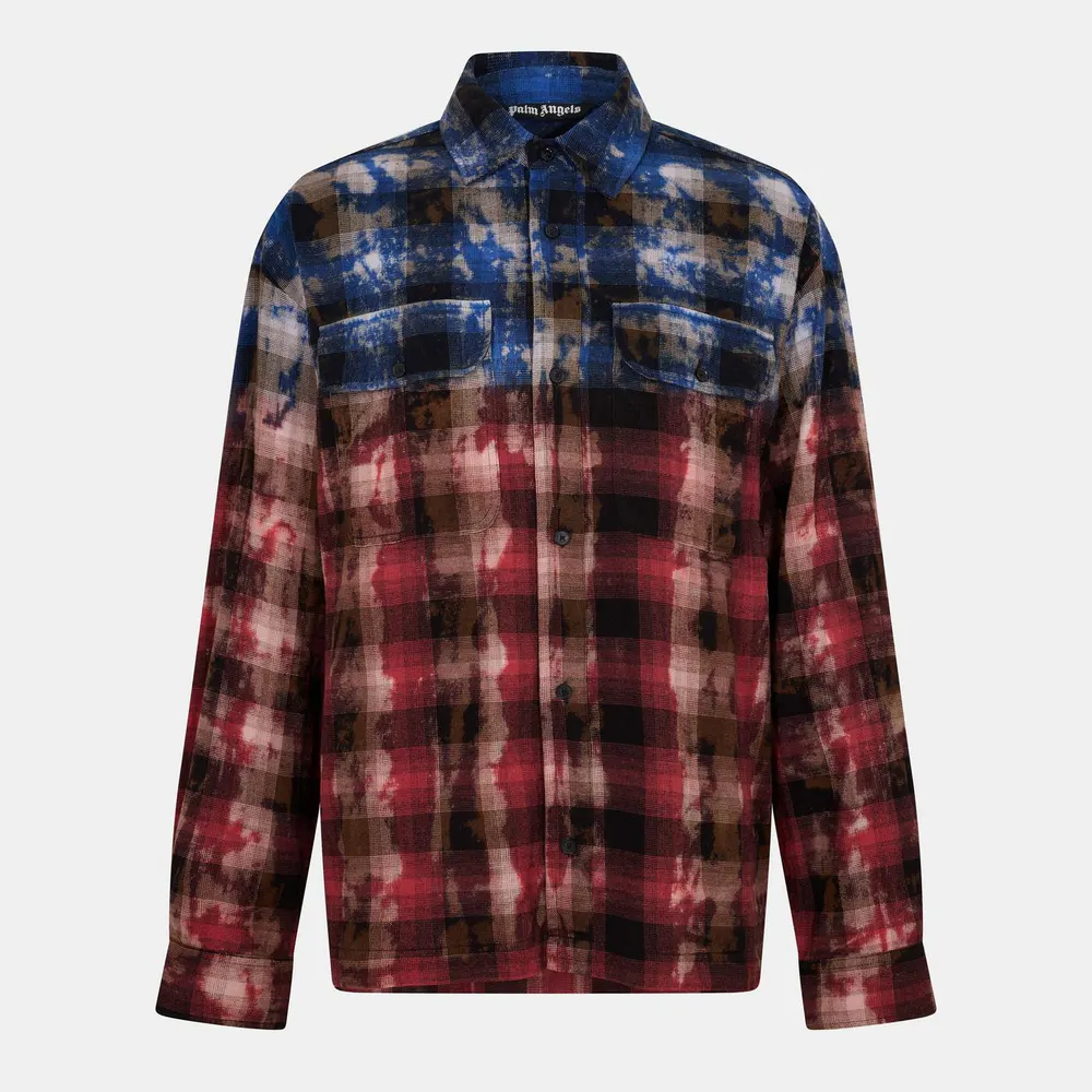 Palm Angels Men's Curve Long Sleeve Patterned Relaxed Fit Shirt