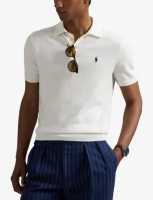 POLO RALPH LAUREN Logo-Embroidered Custom-Fit Knitted Cotton Polo Shirt detail 3