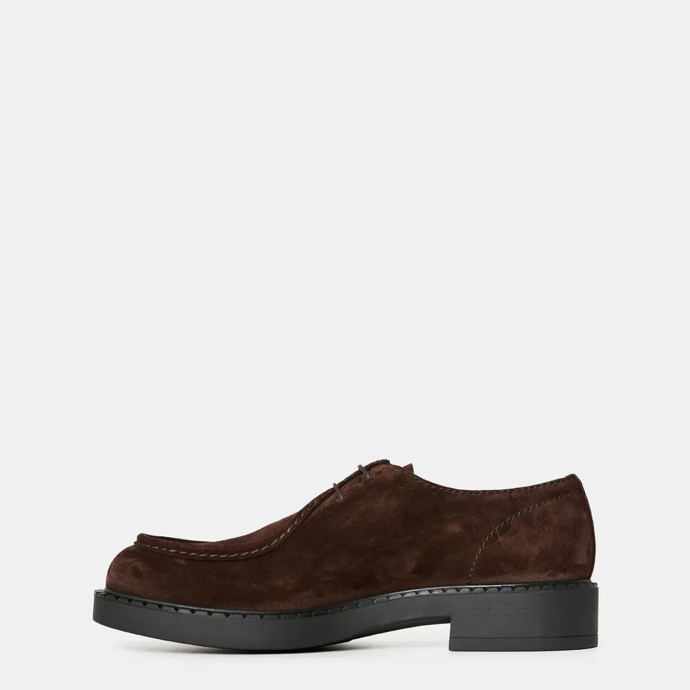 Prada Men's Chocolate Metal Hardware Contoured Footbed Loafers detail 2