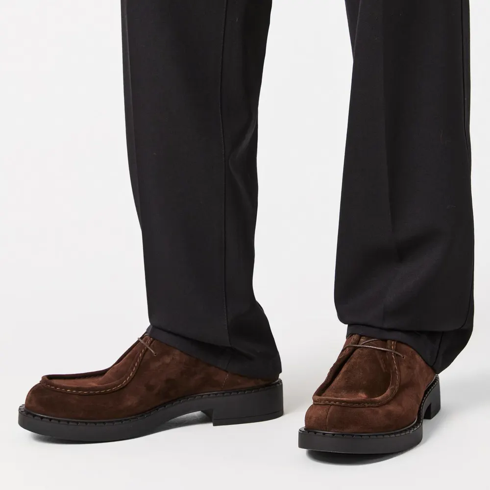 Prada Men's Chocolate Metal Hardware Contoured Footbed Loafers detail 3