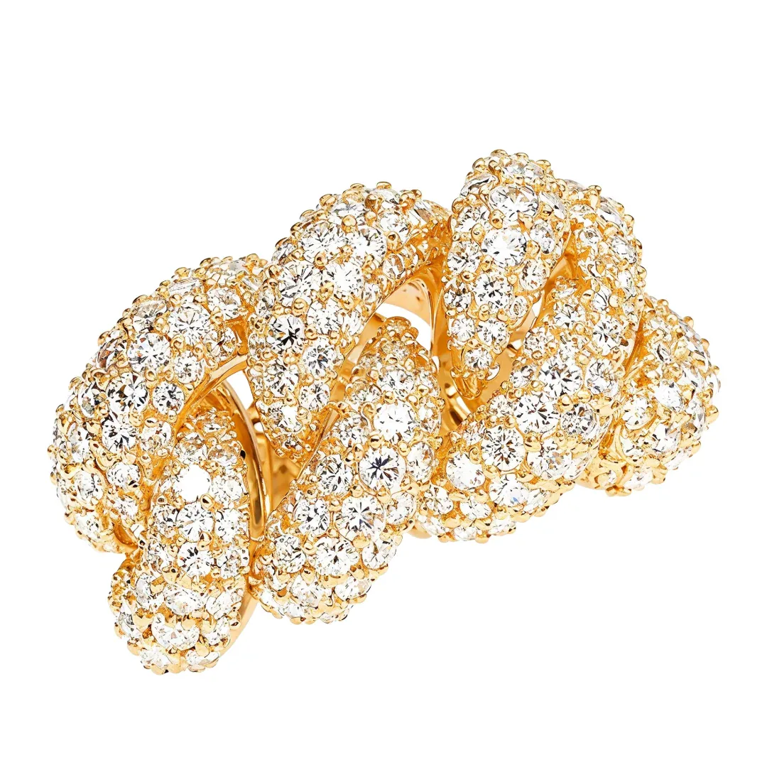 AHMED - MOON JEWELRY 14K Gold Diamond Cuban Ring 66875 in Rose / 6 – Ring