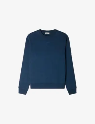SANDRO Branded Crewneck Cotton-Jersey Sweatshirt - Grey / blu detail 2