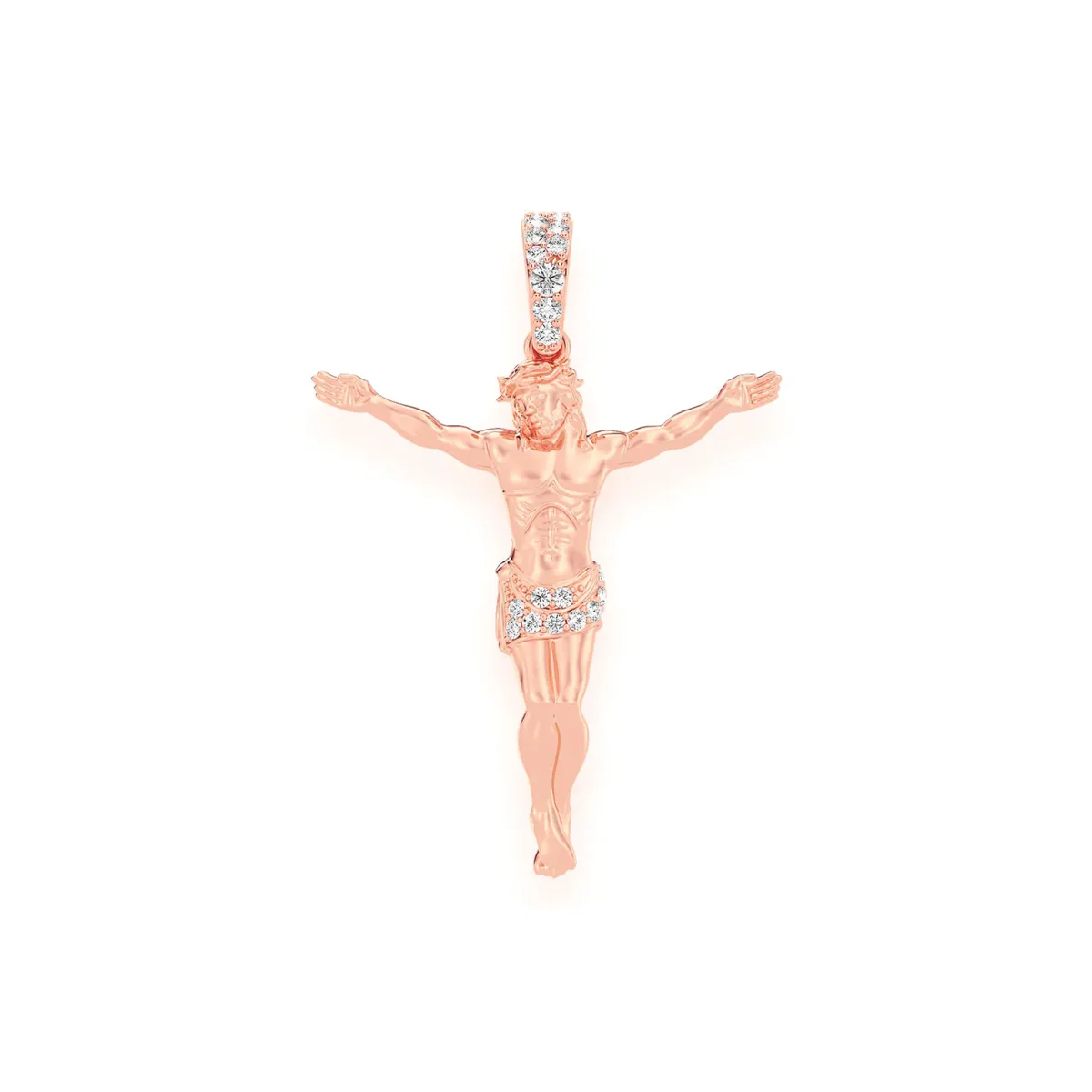 For Him Jesus Crucifix Diamond Pendant in 0.10ctw / Rose Gold / Natural Diamond – Pendant