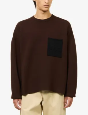 LOEWE Anagram Patch Knitted Cotton-Blend Jumper detail 3