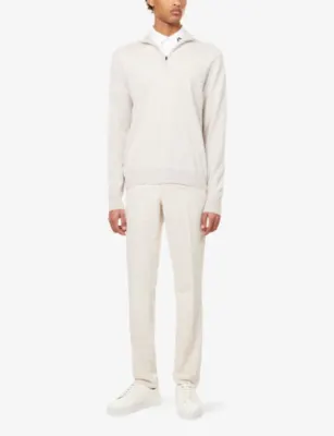 J.LINDEBERG Kiyan Quarter-Zip Wool-Knit Jumper in Moonbeam Melange, additional product view 2