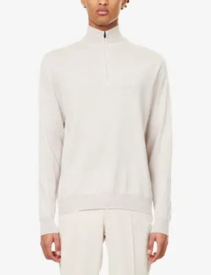 J.LINDEBERG Kiyan Quarter-Zip Wool-Knit Jumper in Moonbeam Melange, additional product view 3
