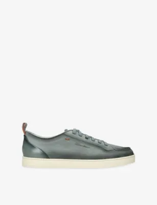 SANTONI Monte Carlo Nubuck-Leather Trainers - EUR 42 / 8 UK MEN in PALE BLUE – Mens | Trainers | Lace up trainers