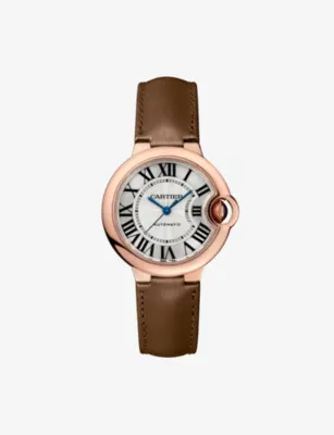 CARTIER CRWGBB0037 Ballon Bleu de Cartier 18ct rose-gold and leather self-winding mechanical watch detail 2