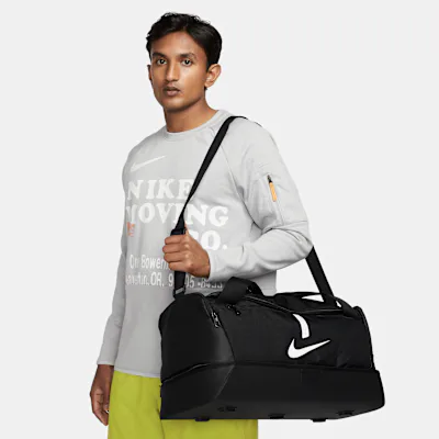 Nike Academy Team Football Hard-Case Duffel Bag (Medium, 37L) - Black/Black/White